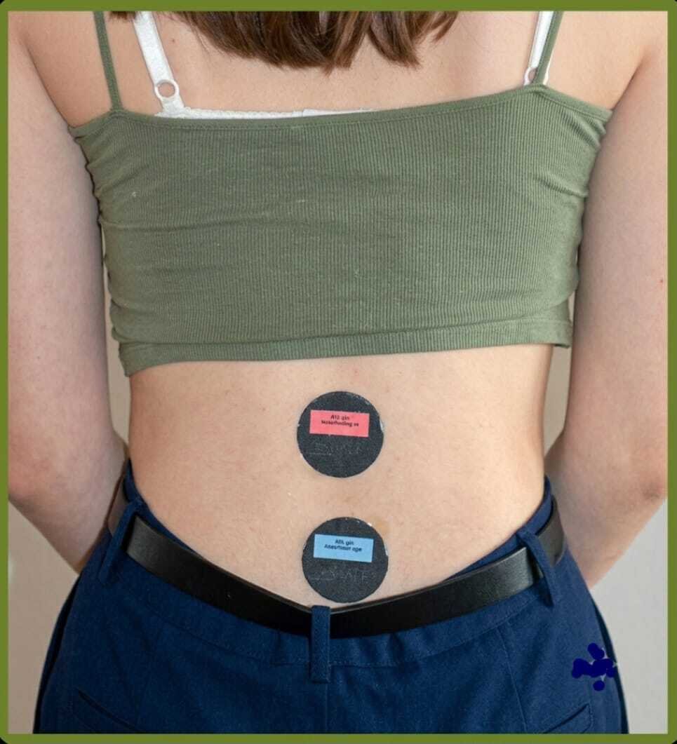 Reflector plates placed on the back to support the nervous system